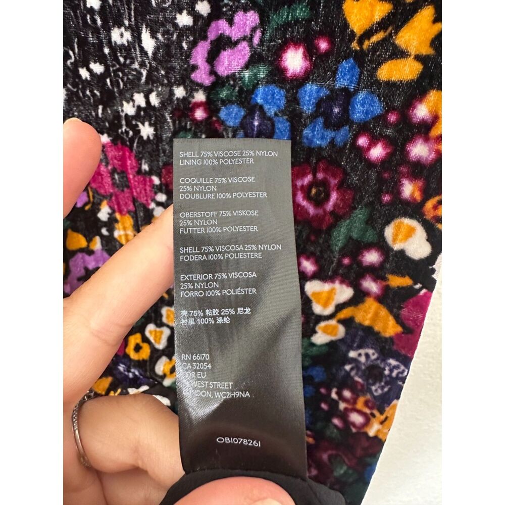 Anthropologie Francie Floral Velvet Mini Dress Size 0 - Picture 6 of 10